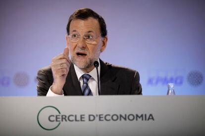 Rajoy se dirige al empresariado catalán en el Círculo de Economía de Sitges.