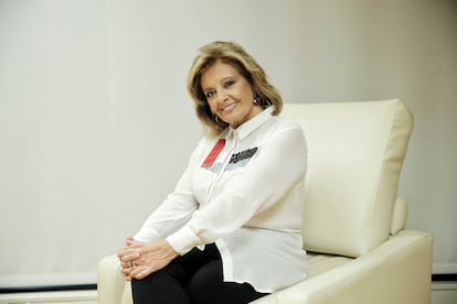María Teresa Campos, en una entrevista en los estudios de Telecinco en 2015.