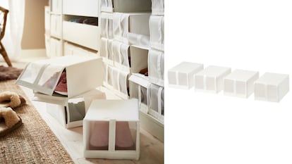 These Ikea boxes are very practical for keeping all your shoes in their place and in sight.