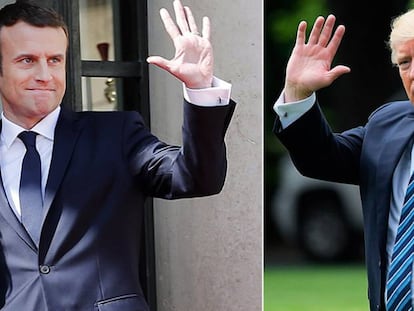 Emmanuel Macron (esquerda) e Donald Trump.