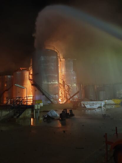 Firefighters worked into the night to put out the blaze, which is believed to have started in or near the reactor.