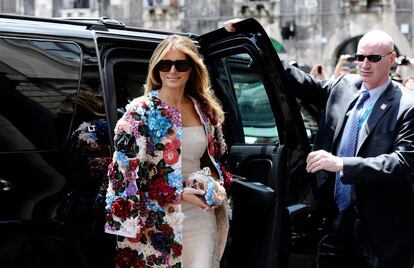 Melania Trump, el pasado mayo en Sicilia con la chaqueta de flores en 3D firmada por Dolce&Gabbana.