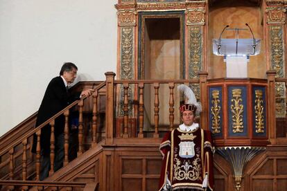 Sergio Ramírez momentos antes de dar su discurso durante el acto de entrega del Premio Cervantes.