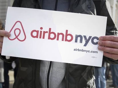 Movilizaci&oacute;n a favor del servicio Airbnb en Nueva York