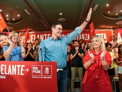 Pedro Sánchez, en un mitin del PSOE en Huesca, este martes.