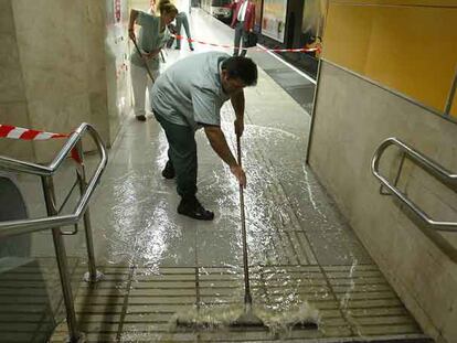 Inundación en el metro de Sants