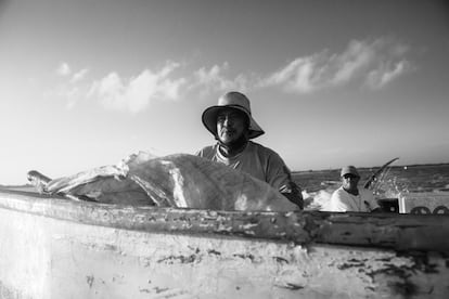 Ramiro Partenilla, pescador artesanal dedicado a la captura de pulpo en su última salida al mar antes de que comience la veda de pesca.