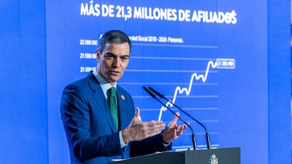 El presidente del Gobierno, Pedro Sánchez, durante la conferencia de prensa de balance de fin de año.