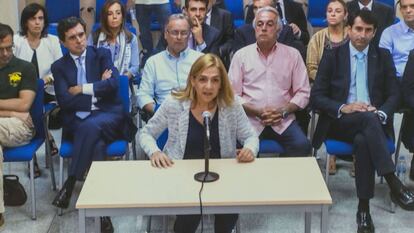 La infanta Cristina de Borbón durante el turno de última palabra en el juicio del caso Nóos