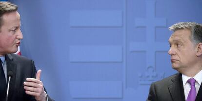 David Cameron (izquierda) y Viktor Orbán, en la conferencia de prensa ofrecida y Budapest.