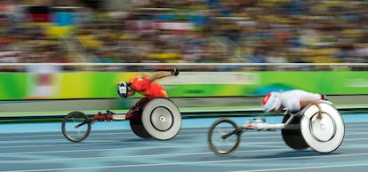 El chino Liu Chengming compite en la prueba de 400 metros T54 en los Juegos Paralímpicos de Río 2016.