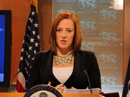 Jen Psaki cuando era portavoz del Departamento de Estado en 2015.