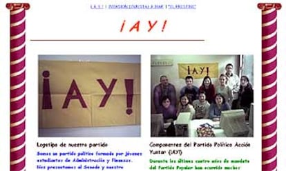 Imagen de la página web de Acción Yuntar (AY!), un partido político creado como "práctica extraescolar" en un instituto madrileño.