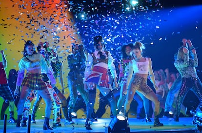 11 May 2021, United Kingdom, London: Singer Dua Lipa performs during the Brit Awards 2021 at the O2 Arena. Photo: Ian West/PA Wire/dpa
11/05/2021 ONLY FOR USE IN SPAIN