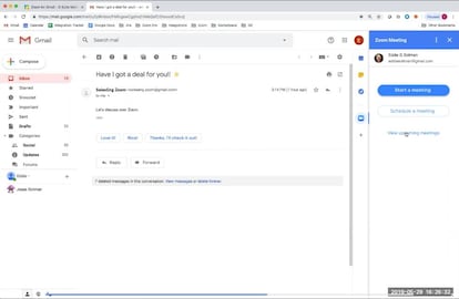 Zoom dentro de Gmail.