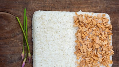 Pastel de arroz con almendra, del cocinero Dani Lasa