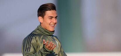 Dybala, en el entrenamiento del martes.