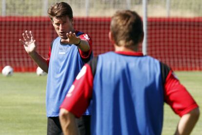 Laudrup, durante el entrenamiento del pasado miércoles con el Mallorca.