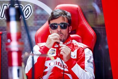 Fernando Alonso, pictured during one of Friday&#039;s practice sessions.