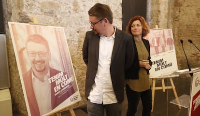 Xavier Domènech and Elisenda Alamany of the Catalunya en Comú-Podem coalition.