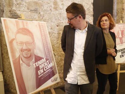 Xavier Domènech and Elisenda Alamany of the Catalunya en Comú-Podem coalition.