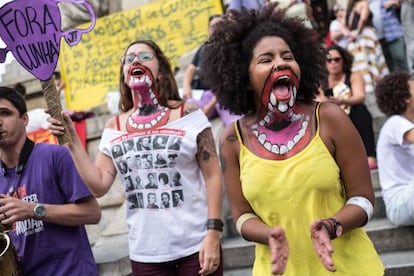 As mulheres negras lideraram a marcha de quinta-feira.