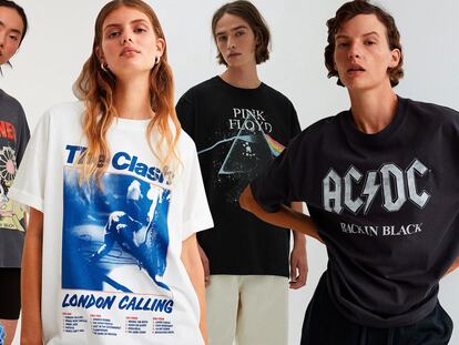 Camisetas de Nirvana, los Ramones, The Clash, Pink Floyd y AC/DC.