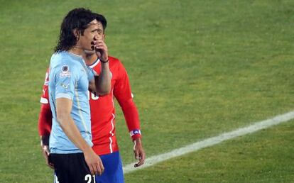 El momento del lance entre Jara y Cavani.