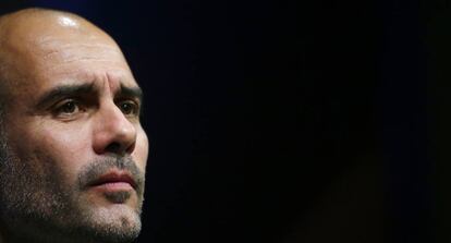 Guardiola, durante la rueda de prensa en el Camp Nou.