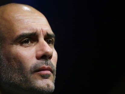 Guardiola, durante la rueda de prensa en el Camp Nou.