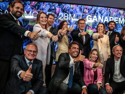 Foto de familia de la Junta Ejecutiva Nacional del PP, este martes.