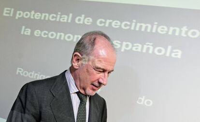 El expresidente de Bankia Rodrigo Rato, en la conferencia pronunciada el viernes en Valencia.