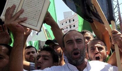 Manifestantes contra la pel&iacute;cula antimusulmana, en Gaza.