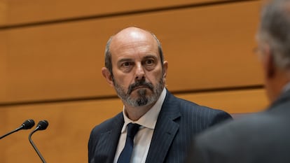 El presidente del Senado, Pedro Rollán, este miércoles, durante el pleno.