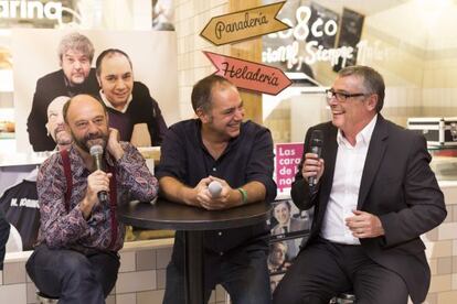 Javier Cansado, Pepe Colubi y Michael Robinson, en la presentaci&oacute;n de la nueva temporada de Canal +.