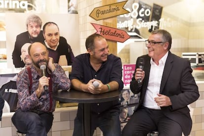 Javier Cansado, Pepe Colubi y Michael Robinson, en la presentación de la nueva temporada de Canal +.