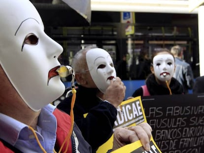 Manifestación de afectados por cláusulas suelo en Madrid, en una imagen de 2019.