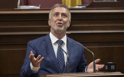 Ángel Víctor Torres, durante el debate de investidura en el Parlamento de Canarias.