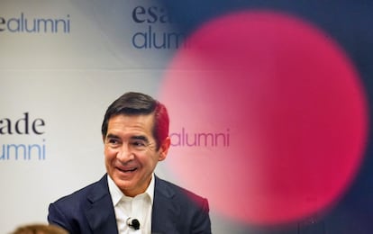 El presidente de BBVA, Carlos Torres Vila, durante su participación en una conferencia-coloquio en la escuela de negocios Esade de Barcelona,.