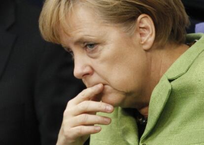 La canciller alemana, Angela Merkel, en el Parlamento.