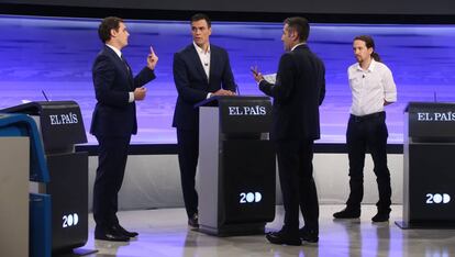 Debate de El Pais, previo a las elecciones del 20-D, en el que participaron Pedro Sanchez, Albert Rivera y Pablo iglesias.