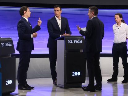 Debate de El Pais, previo a las elecciones del 20-D, en el que participaron Pedro Sanchez, Albert Rivera y Pablo iglesias.