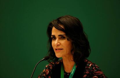 La periodista Lydia Cacho la semana pasada durante la FIL de Guadalajara