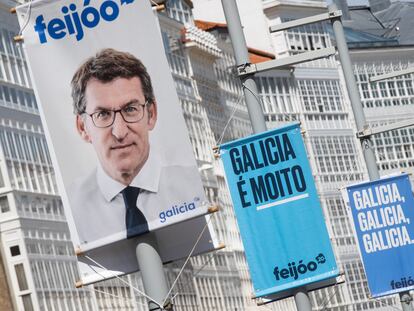 Carteles electorales del candidato a la presidencia de la Xunta de Galicia, Alberto Núñez Feijóo.