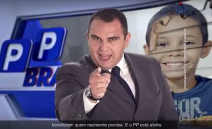 Apresentador simula programa policial na propaganda do PP.