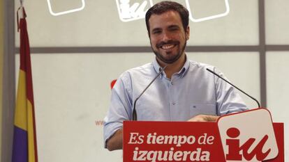 El candidato de IU a la presidencia del Gobierno, Alberto Garz&oacute;n, este lunes.