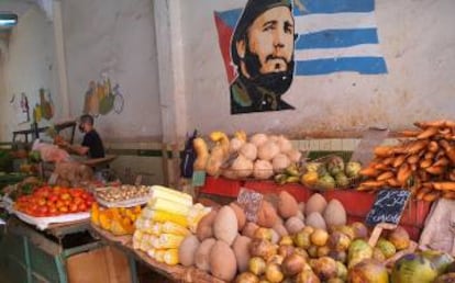 Puesto de frutas y verduras en La Habana Vieja.