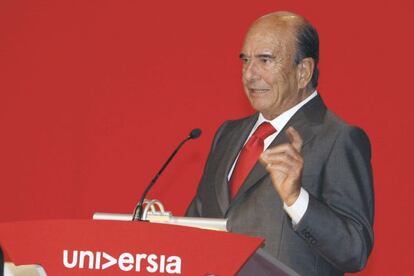 Emilio Bot&iacute;n, durante la junta de accionistas de Universia.