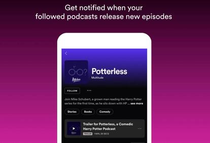 Notificaciones 'push' en los podcasts de Spotify.