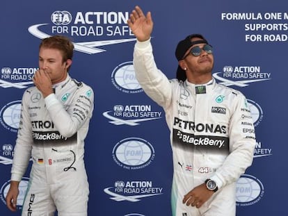 Hamilton y Rosberg tras la clasificaci&oacute;n